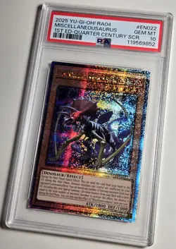 2025 YU-GI-OH! QUARTER CENTURY STAMPEDE Miscellaneousaurus RA04-EN022 QCR PSA 10 - Image 3