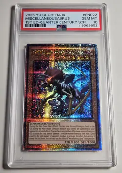 2025 YU-GI-OH! QUARTER CENTURY STAMPEDE Miscellaneousaurus RA04-EN022 QCR PSA 10 - Image 4