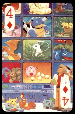1999 Pokemon Playing Cards Professor Oak Japanese #4 Holo Back - Image 1