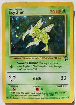 Scyther Pokemon Card Holo WOTC 17/130 Base Set 2 Rare Vintage 2000 Original LP - Image 1