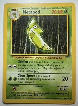 Metapod - 54/102 - Common - Pokemon TCG Unlimited Base Set WOTC 1999 LP - Image 1