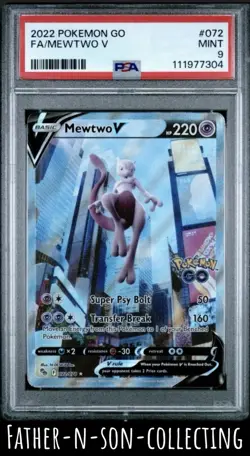 2022 MEWTWO V PSA 9 Pokemon Go 072/078 ALT FULL ART Alternative MINT #72 - Image 1