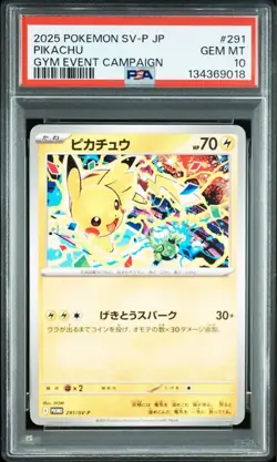 Pokemon Pikachu Gym Promo 291 SVP PSA10 Trading Card Ultra Rare Collectible - Image 1
