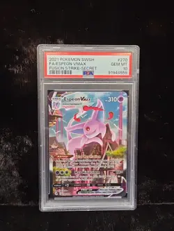 Espeon Vmax PSA 10 Fusion Strike Alt Art Pokemon Card 270/264 Full Art 2021 FA - Image 1
