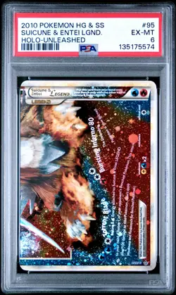 2010 POKEMON HEARTGOLD & SOULSILVER UNLEASHED SUICUNE & ENTEI LEGEND-HOLO PSA 6 - Image 1