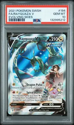 2021 Pokemon Evolving Skies Rayquaza V #194 Full Art PSA 10 - Image 1