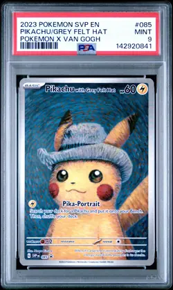 2023 POKEMON SVP EN-SV BLACK STAR PROMO #085 PIKACHU WITH GREY FELT HAT PSA 9 - Image 1