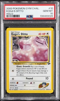 2000 POKEMON GYM CHALLENGE HOLO #10 KOGA'S DITTO PSA 10 - Image 1