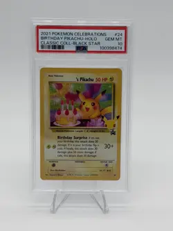 Pokemon TCG Celebrations Birthday Pikachu Holo Black Star Promo #24 PSA 10 Gem💎 - Image 1