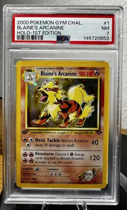 2000 POKEMON GYM CHALLENGE HOLO-1ST ED #1 BLAINE'S ARCANINE PSA 7 - Image 1
