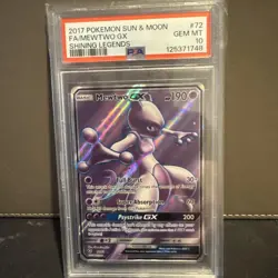 2017 POKEMON SUN & MOON SHINING LEGENDS 72/73 FULL ART/MEWTWO GX PSA 10 - Image 1