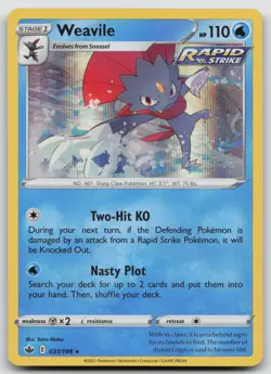 Pokemon Card Weavile Holo Rare SWSH06: Chilling Reign 031/198 - Image 1