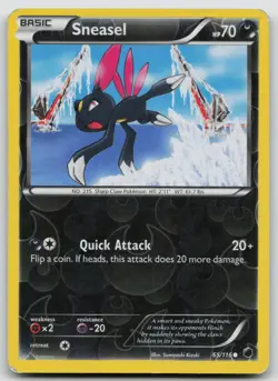 Pokemon Card Sneasel REVERSE HOLO Plasma Freeze 65/116 - Image 1