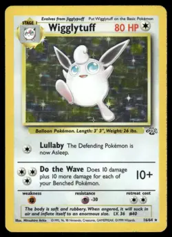Pokemon Cards Wigglytuff 16/64 Unlimited Jungle WOTC Holo Rare MP - Image 1