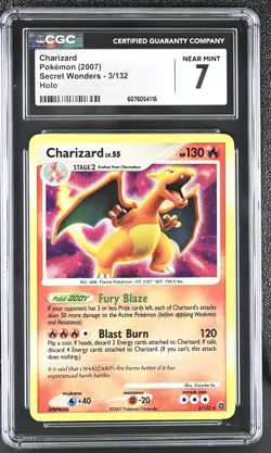 CGC 7 Charizard 2007 Secret Wonders 3/132 Holo Pokemon Card - Image 1