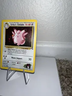 Pokemon TCG Erika's Clefable Gym Heroes Holo Rare Card 3/132 HP - Image 3