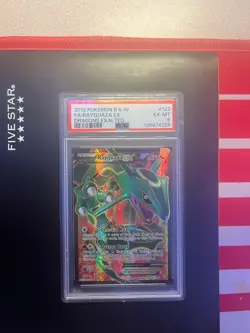 2012 POKEMON BLACK AND WHITE DRAGONS EXALTED #123 FULL ART RAYQUAZA EX PSA 6 - Image 1