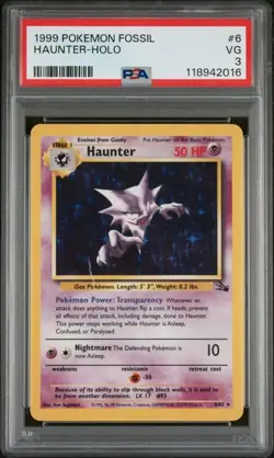 PSA 4 Haunter Holo Fossil 6/62 Pokemon 1999 118942016 - Image 1