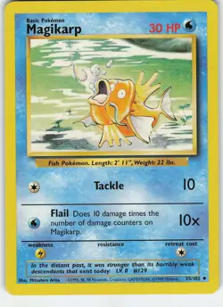 Magikarp 035/102 Base Set Uncommon Normal LP/MP Pokemon TCG - Image 1