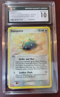 CGC 10 GEM MINT Pokemon TCG Classic Collection Holo Dunsparce CLC 015/034 #034 - Image 1