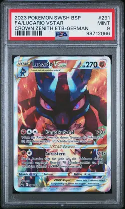 2023 Pokemon Lucario VSTAR Crown Zenith ETB Promo PSA 9 MINT German SWSH291 - Image 2