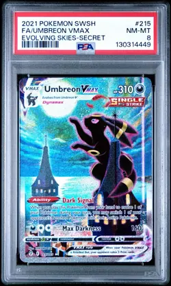 2021 Pokemon Evolving Skies Umbreon VMAX Alt Art Secret Rare PSA 8 - Image 1