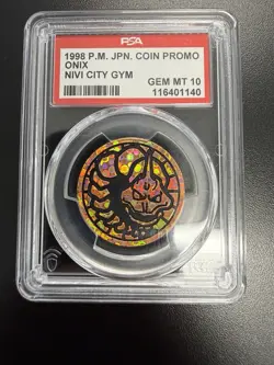 POKEMON 1998 JAPANESE COIN PROMO ONIX NIVI CITY GYM PSA 9 - Image 1
