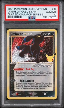2021 POKEMON CELEBRATIONS CLASSIC COLL #17 UMBREON-GOLD STAR PSA 10 - Image 1