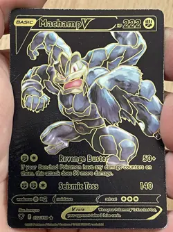 Machamp V Black Foil Fan Art Vinyl Collector Pokemon Card - Image 1