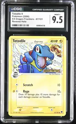 CGC 9.5 Totodile EX Dragon Frontiers 67/101 Reverse Holo STAMPED Pokemon Card - Image 1