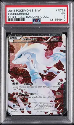 2013 POKEMON B&W LEGEND TREASURES RADIANT COLLECTION FULL ART/RESHIRAM PSA 7 - Image 1