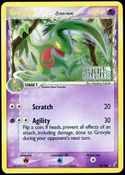 Pokemon TCG 2006 Grovyle 19/100 Rare Crystal Guardians Reverse Holo Stamped LP - Image 1