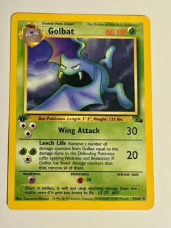 Pokemon Fossil Golbat 34/62 - 1st Edition Non-Holo - WOTC 1999 - NEVER PLAYED - Image 1