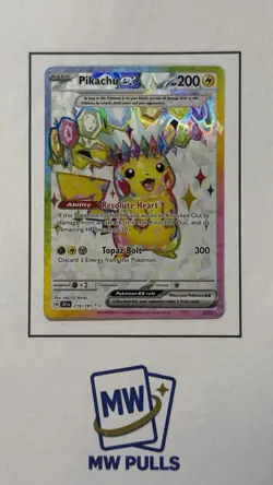 Pokemon Pikachu EX 219/191 Sv08: Surging Sparks Ultra Rare Full Art Holo TCG - Image 1