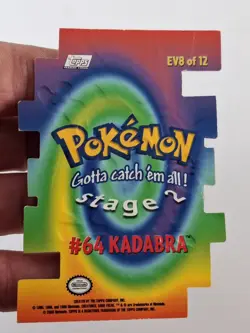 1998 Topps Pokemon EV 8 of 12 #64 Kadabra Die-Cut Card - Image 3