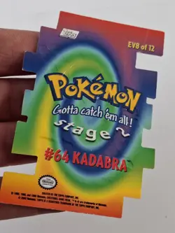 1998 Topps Pokemon EV 8 of 12 #64 Kadabra Die-Cut Card - Image 4