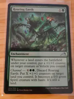 MTG Roaring Earth (FOIL) 204 Kamigawa: Neon Dynasty M/NM Free UK P&P - Image 1