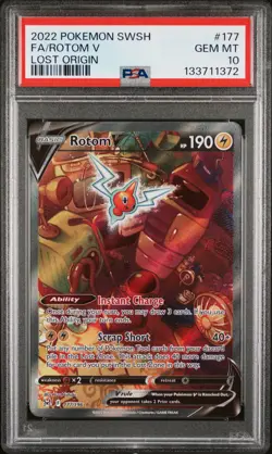 2022 POKEMON SWORD & SHIELD LOST ORIGIN #177 FULL ART/ROTOM V PSA 10 - Image 1