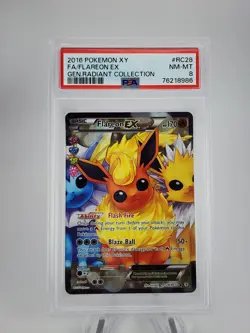 2016 POKEMON XY GENERATIONS RADIANT COLLECTION #RC28 FULL ART/FLAREON EX PSA 8 - Image 1