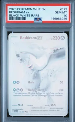 2025 Pokemon Reshiram 173/086 Black White Rare PSA 10 - Image 1