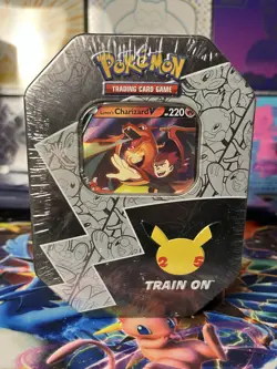 Pokemon Celebrations Sealed Lance’s Charizard V Square Tin - Image 1