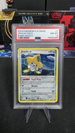 2009 Pokemon Platinum Jirachi Holo Rising Rivals #7 PSA 8 Nasty Swirl - Image 1