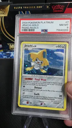 2009 Pokemon Platinum Jirachi Holo Rising Rivals #7 PSA 8 Nasty Swirl - Image 3
