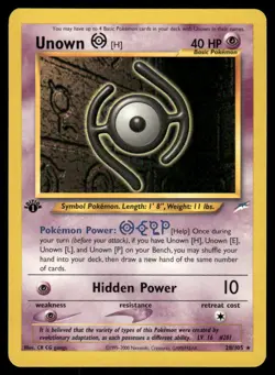 Pokemon Cards Unown [H] 28/105 1st Edition Neo Destiny WOTC Rare NM - Image 1