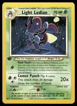 Pokemon Cards Light Ledian 24/105 1st Edition Neo Destiny WOTC Rare NM - Image 1