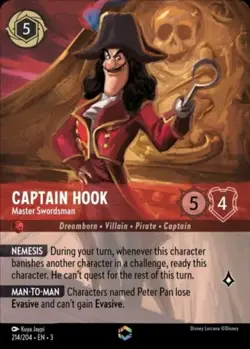 [1x] Captain Hook - Master Swordsman - 214/204 - Enchanted - Holofoil - Near Min - Image 1