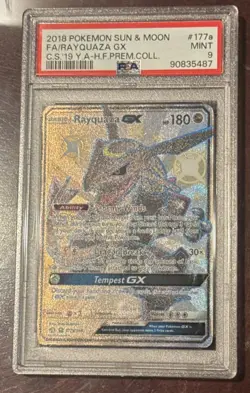 2018 POKEMON SUN & MOON CELESTIAL STORM #177A FULL ART/RAYQUAZA GX PSA 9 - Image 2