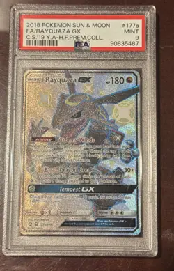 2018 POKEMON SUN & MOON CELESTIAL STORM #177A FULL ART/RAYQUAZA GX PSA 9 - Image 3
