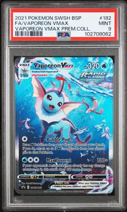 2021 Pokemon Swsh Black Star Promo #182 Fa/Vaporeon Vmax Vaporeon Vmax PSA 9 - Image 1
