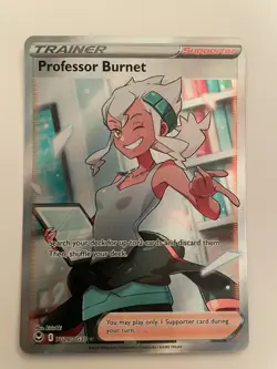Professor Burnet Pokemon TCG Silver Tempest Trainer Card TG26/TG30 Full Art - Image 1